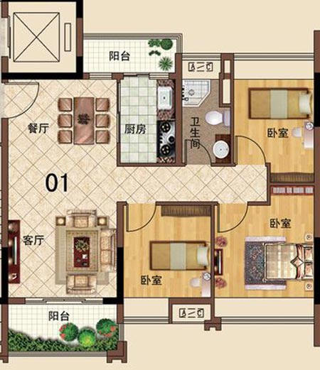 糖心VIOG官方人口陶瓷磚應用效果：大瀝碧桂園·華府01戶型糖心APP网页版效果鑒賞